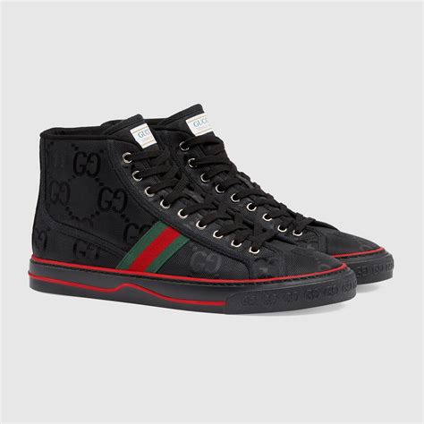 gucci high top sneaker with zipper black & white|gucci off the grid sneaker.